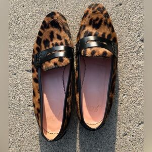 J crew penny loafers leopard print
